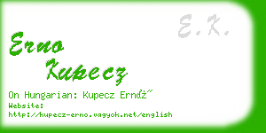 erno kupecz business card